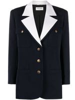 Saint Laurent Pre-Owned blazer en laine à bords contrastants - Bleu