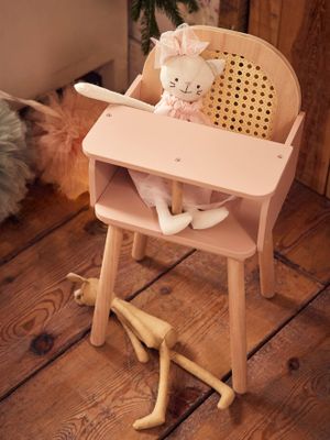 Houten en rieten kinderstoel meerkleurig