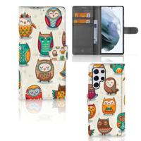 Samsung Galaxy S22 Ultra | Telefoonhoesje | Met pasjeshouder | Vrolijke Uilen
