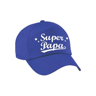 Super papa vaderdag cadeau pet - baseball cap - blauw - voor heren - kado voor vaders Super papa vaderdag cadeau pet - baseball cap - blauw - voor heren - kado voor vaders