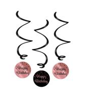 Paperdreams Swirl Decorations Roze/zwart - Happy Birthday
