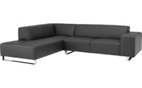 Goossens Excellent Hoekbank Design@home zwart, leer, 2,5-zits, modern design met ligelement links