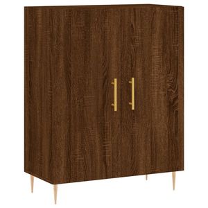 The Living Store Dressoir Klassiek - Bewerkt hout en metaal - 69.5 x 34 x 90 cm - Bruineiken