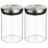 2x stuks voorraadbussen/voorraadpotten 0,6L glas met RVS deksel - thumbnail