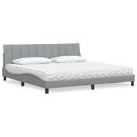 Bed met matras "Hanko" stof lichtgrijs 200x200 cm