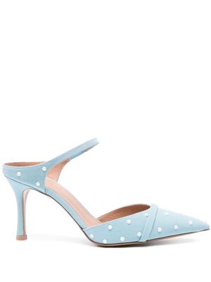 Malone Souliers mules Uma 80 mm en gros grain - Bleu