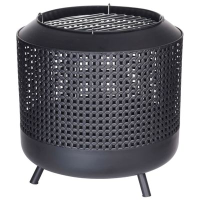 ProGarden vuurkorf met barbecuerooster 50x51 cm zwart