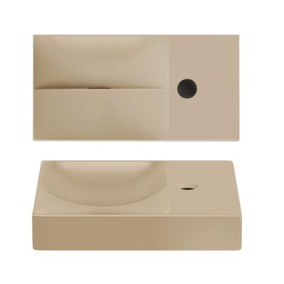 Clou Vale Fontein Met Kraangat Rechts Met Geïntegreerde Afvoer Mat Mosterd Keramiek 38 cm Clou