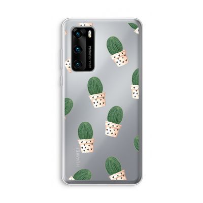 Cactusprint roze: Huawei P40 Transparant Hoesje