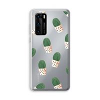 Cactusprint roze: Huawei P40 Transparant Hoesje