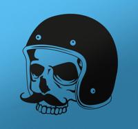 Muursticker doodshoofd in motorhelm