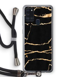 Gouden marmer: Samsung Galaxy A21s Transparant Hoesje met koord