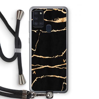 Gouden marmer: Samsung Galaxy A21s Transparant Hoesje met koord