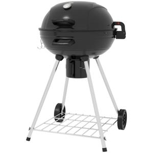 Outsunny Kogelbarbecue, Ã˜54 cm grillrooster, warmhoudrooster, opbergplank, aslade, thermometer, 55 x 65 x 89 cm, zwart