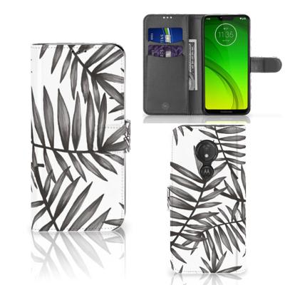 Motorola Moto G7 Power Hoesje Leaves Grey Motorola Moto G7 Power Hoesje Leaves Grey