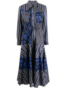 Kenzo robe-chemise mi-longue à mélange d'imprimés - Bleu