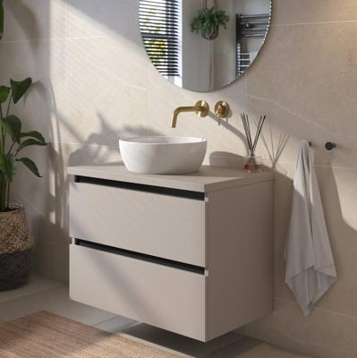Saqu Gaia voorgemonteerd badmeubel incl. afdekblad met zwarte greeplijst 80cm mat greige