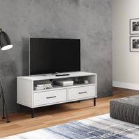 Tv-meubel met metalen poten OSLO massief grenenhout wit - thumbnail