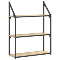 vidaXL Wandrek 3-laags 60x21x78,5 cm bewerkt hout sonoma eikenkleurig - thumbnail