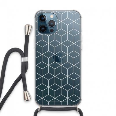 Zwart-witte kubussen: iPhone 13 Pro Max Transparant Hoesje met koord