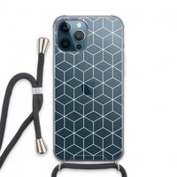 Zwart-witte kubussen: iPhone 13 Pro Max Transparant Hoesje met koord