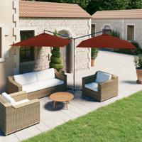 Parasol dubbel met stalen paal 600x300 cm terracottakleurig - thumbnail