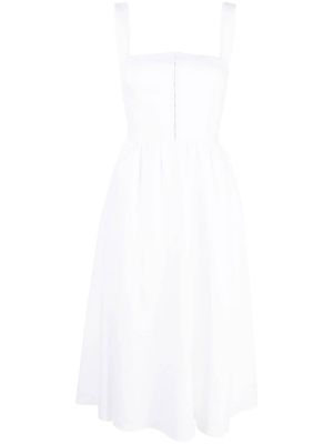Reformation robe en lin Tagliatelle à coupe mi-longue - Blanc