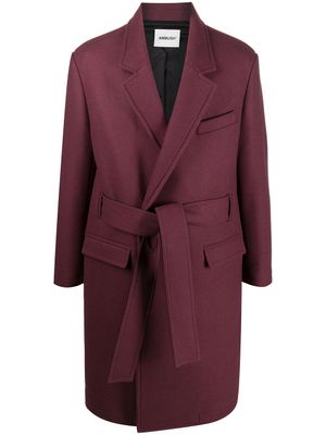 AMBUSH manteau ceinturé à simple boutonnage - Rouge