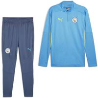 PUMA Manchester City Trainingspak 1/4-Zip 2024-2025 Lichtblauw Geel - thumbnail