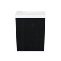 Fonteinkast Black Oak Arcqua Luna 40x55x28 cm Incl. Fontein Glans Wit Met Overloop
