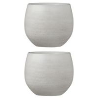Set van 2x stuks bloempotten creme wit keramiek voor kamerplant H18 x D20 cm