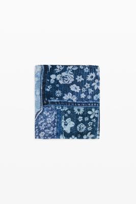 rechthoekige denim patch foulard - BLUE - U