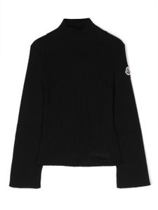 Moncler Enfant pull nervuré à patch logo - Noir