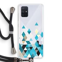 Gekleurde driehoekjes blauw: Samsung Galaxy A71 Transparant Hoesje met koord