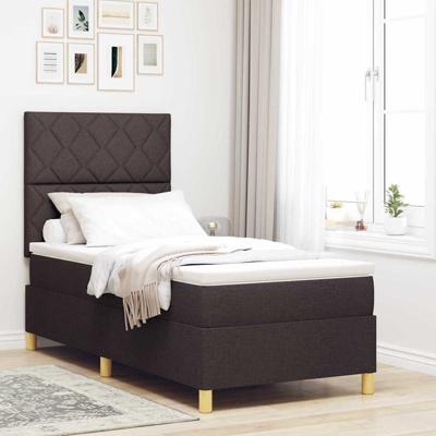 Boxspring bed met matras Donkerbruin 90 x 190 cm Stof