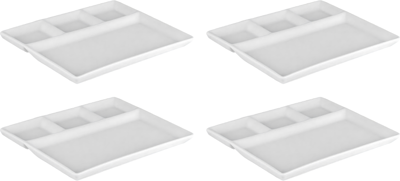 Cookinglife Fondueborden / Gourmetborden / BBQ-borden - 3 vakken - Wit - 26 x 20 cm - 4 stuks
