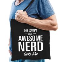 Awesome / geweldige nerd cadeau tas zwart voor heren
