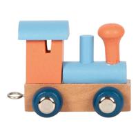 Small Foot - houten lettertrein polar - locomotief zalmroze blauw