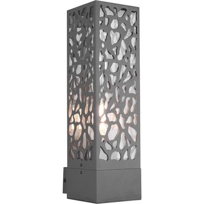 LED Tuinverlichting - Wandlamp Buitenlamp - Trion Kaca - E27 Fitting - Rechthoek - Mat Antraciet - RVS