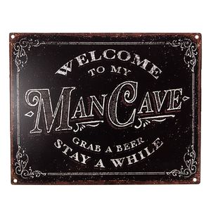 Clayre & Eef Tekstbord 25x20 cm Zwart Ijzer Man Cave Wandbord Zwart Wandbord