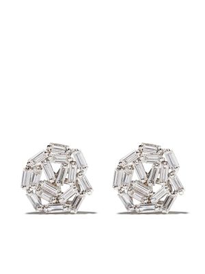 Suzanne Kalan puces d'oreilles Fireworks Circle en or blanc 18ct ornées de diamant - Argent