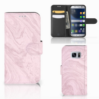 Samsung Galaxy S7 Bookcase Marble Pink - Origineel Cadeau Vriendin