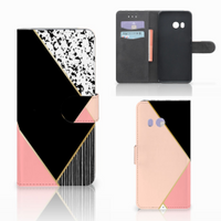 HTC U11 Bookcase Zwart Roze Vormen - thumbnail