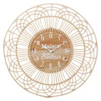 Ostaria Wandklok/muur klok - Ibiza stijl - D50 cm - rotan - naturel - keuken/kamer