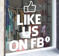 Bedrijfssticker Like us on Facebook