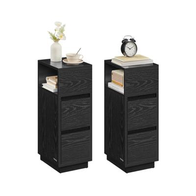 Nachtkastje met lades en open vak voor flexibele opslag, ebbenhout zwart / 2