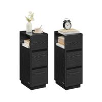 Nachtkastje met lades en open vak voor flexibele opslag, ebbenhout zwart / 2