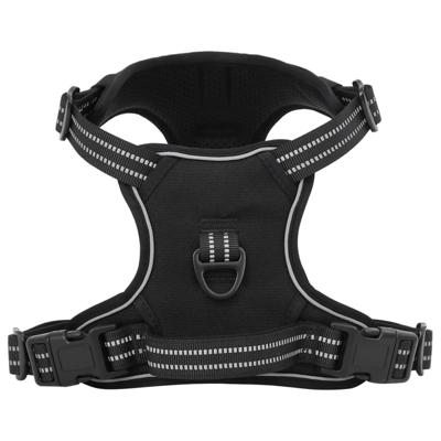 VidaXL Hondentuigje met riem en halsband verstelbaar m zwart
