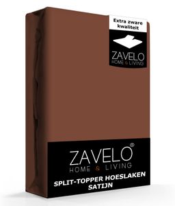 Zavelo Splittopper Hoeslaken Satijn Bruin-Lits-jumeaux (180x220 cm)