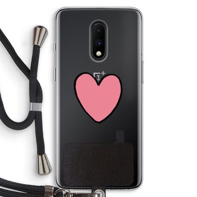 Hartje: OnePlus 7 Transparant Hoesje met koord